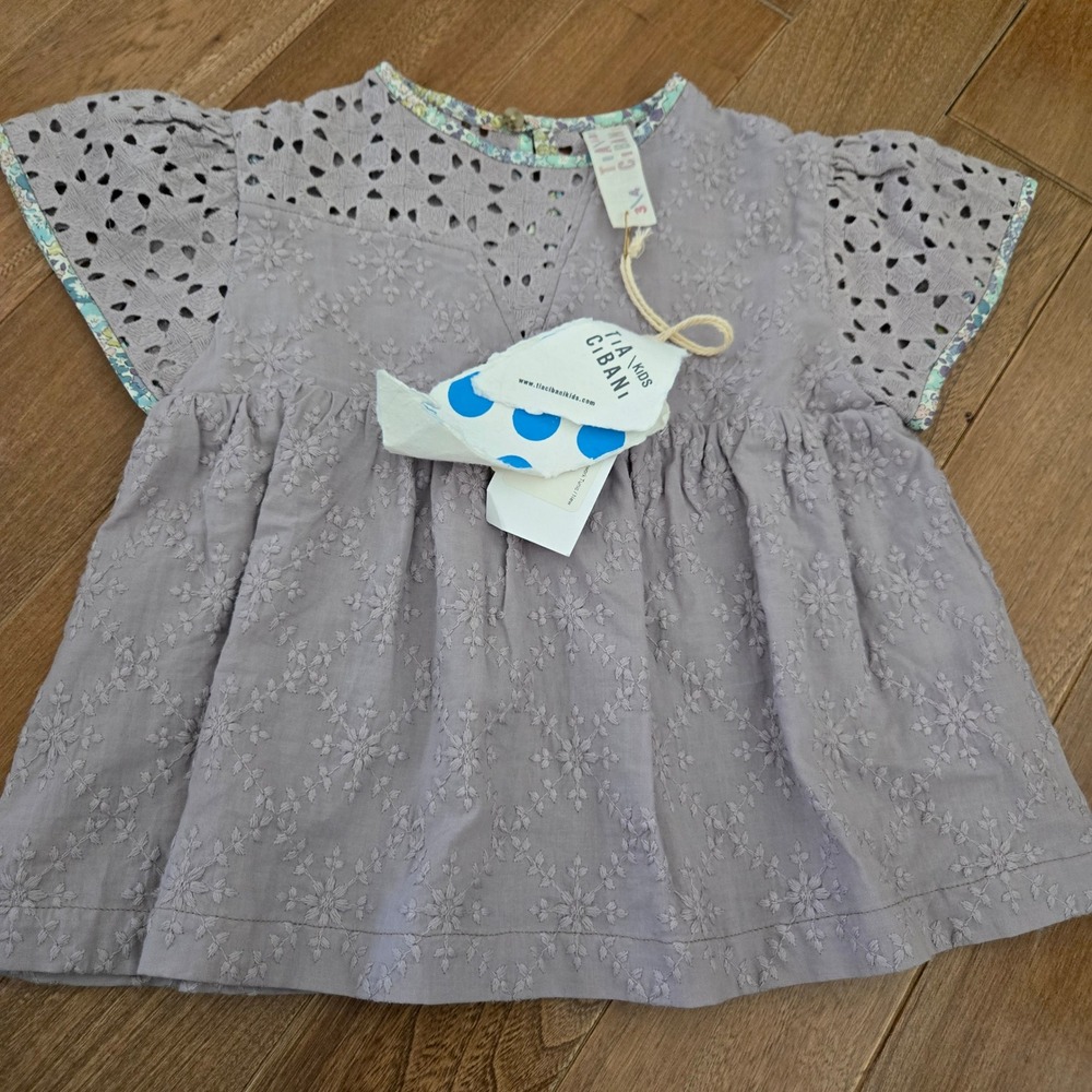 Tia Cibani Kids Purple Asymmetrical Patchwork Tunic Top 3-4T Cottage Designer